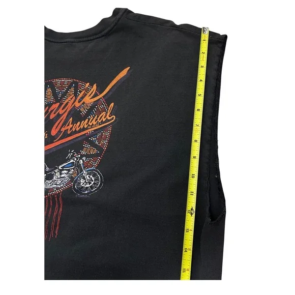 Vintage 90's y2k sturgis bike rally bald eagle graphic tee muscle tshirt - Picture 7 of 7